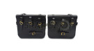 For Royal Enfield Goan Classic 350 Leather Pannier Black Bags With Mounting - SPAREZO